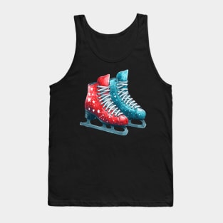 Red Blue  Ice Skating Boots Tank Top